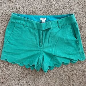 J. Crew Green Scalloped Hem Shorts